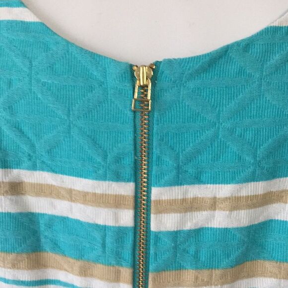 Taylor Womens Dress Size 2 Pleated A Line Turquoise Tan With Floral Dress - Picture 5 of 6